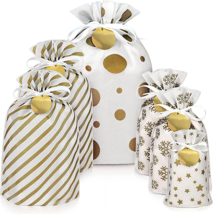Gift Bag with Drawstring for Christmas (Pack of 6)