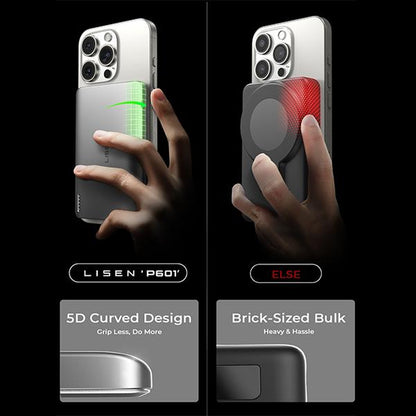LISEN 5000mAh Ultra-Slim Magsafe Power Bank for iPhone 12-16 Series