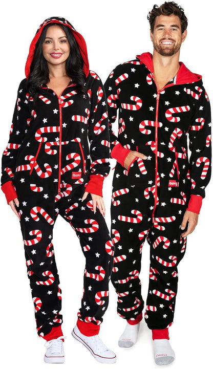 Christmas Onesies for Adults - Comfy Unisex Matching Holiday Jumpsuits with Convenient Pockets