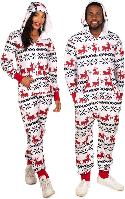 Christmas Onesies for Adults - Comfy Unisex Matching Holiday Jumpsuits with Convenient Pockets